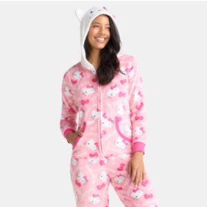 Hello Kitty Onesie Plush Hooded Unionsuit Jumpsuit Pajamas